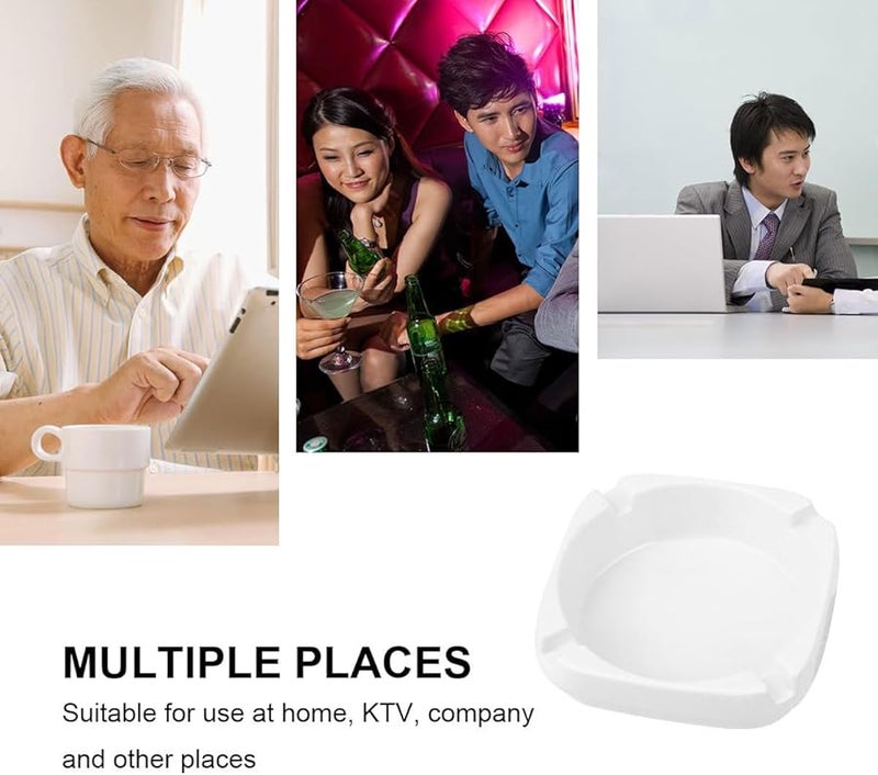 White Square Imitation Porcelain Ashtray For Home Patio Outdoor Smoking Use - Image 4